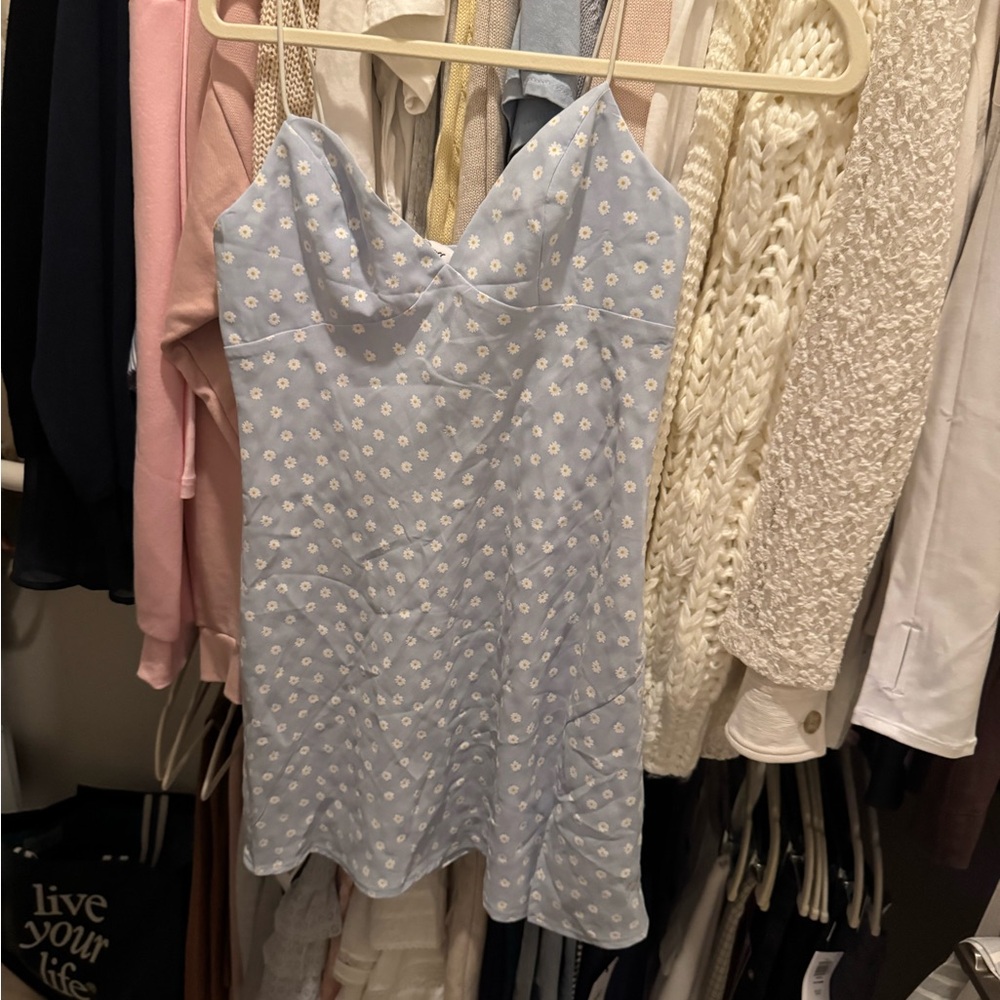 Princess Polly Light Blue Daisy Print Mini Dress